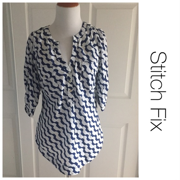 Stitch Fix Tops - Stitch Fix 41 Hawthorne Abstract Filbert Blouse S